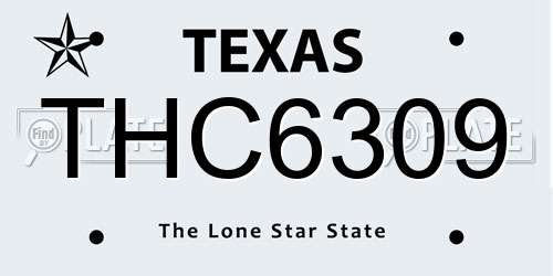 THC6309 Texas License Plate