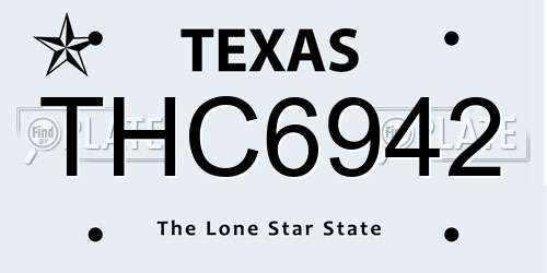 THC6942 Texas License Plate