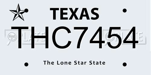 THC7454 Texas License Plate