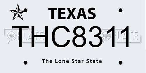THC8311 Texas License Plate
