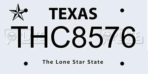 THC8576 Texas License Plate