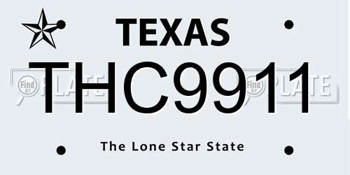 THC9911 Texas License Plate