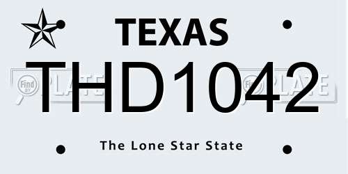 THD1042 Texas License Plate