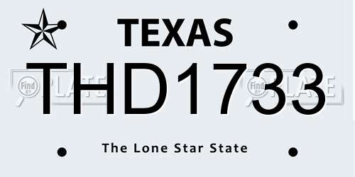 THD1733 Texas License Plate