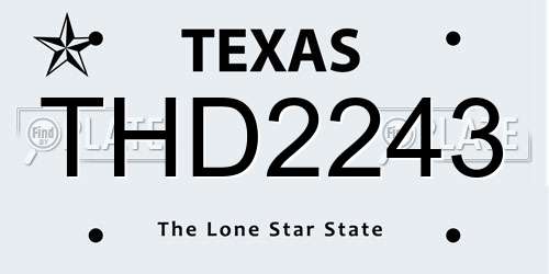 THD2243 Texas License Plate