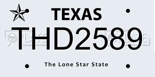THD2589 Texas License Plate