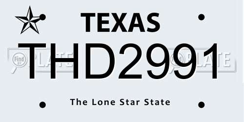 THD2991 Texas License Plate