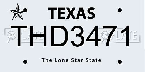 THD3471 Texas License Plate