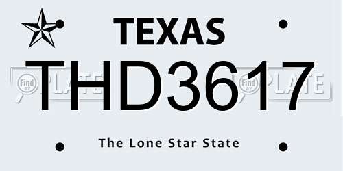 THD3617 Texas License Plate