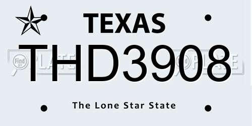 THD3908 Texas License Plate