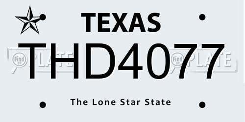 THD4077 Texas License Plate