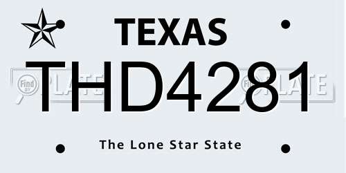 THD4281 Texas License Plate