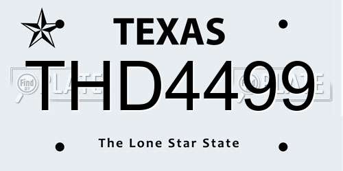 THD4499 Texas License Plate