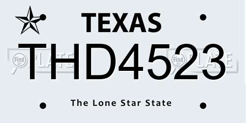 THD4523 Texas License Plate