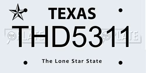 THD5311 Texas License Plate