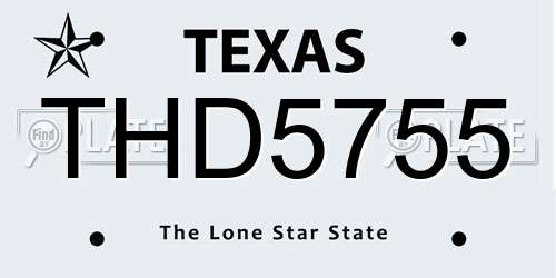 THD5755 Texas License Plate
