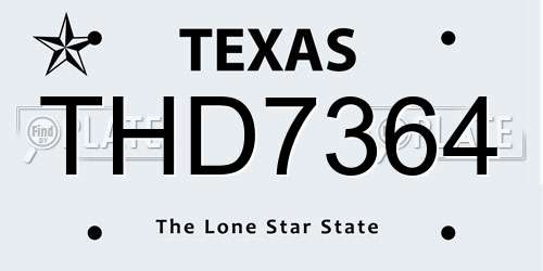 THD7364 Texas License Plate