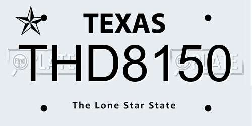 THD8150 Texas License Plate