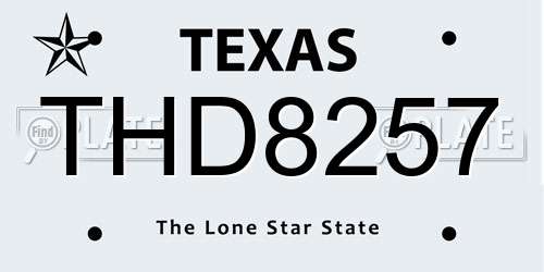 THD8257 Texas License Plate