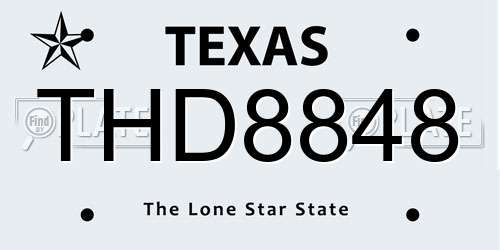 THD8848 Texas License Plate