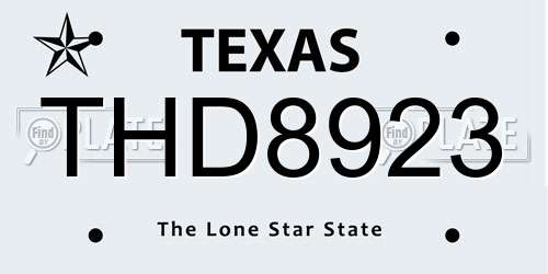 THD8923 Texas License Plate
