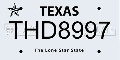 THD8997 Texas License Plate
