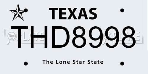 THD8998 Texas License Plate