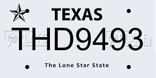 THD9493 Texas License Plate