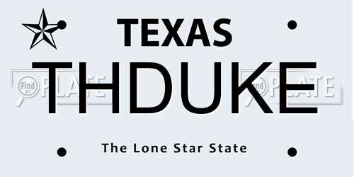 THDUKE Texas License Plate