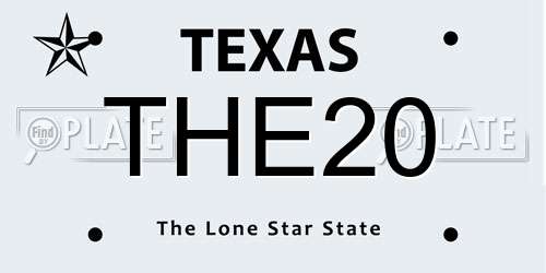 THE20 Texas License Plate