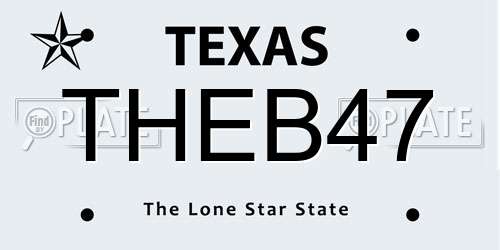 THEB47 Texas License Plate