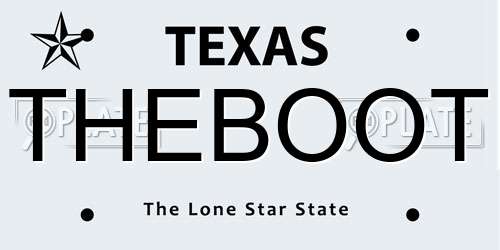 THEBOOT Texas License Plate