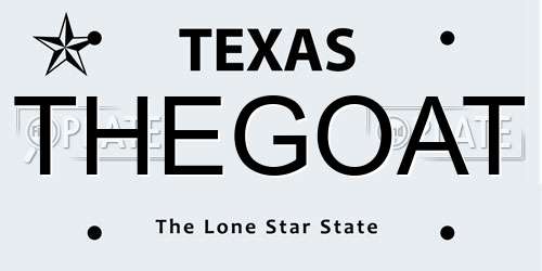 THEGOAT Texas License Plate