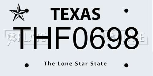 THF0698 Texas License Plate
