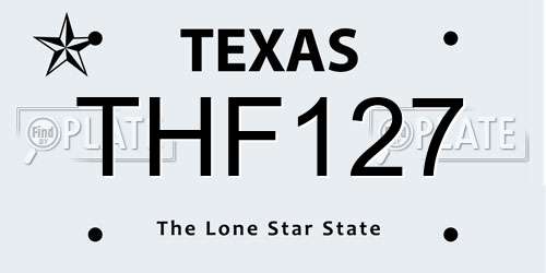 THF127 Texas License Plate