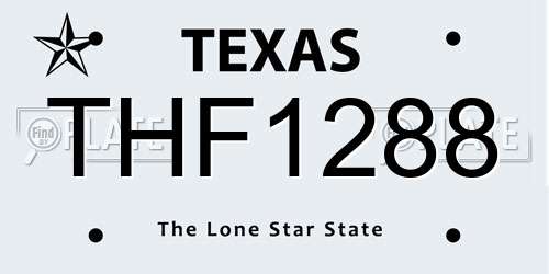 THF1288 Texas License Plate