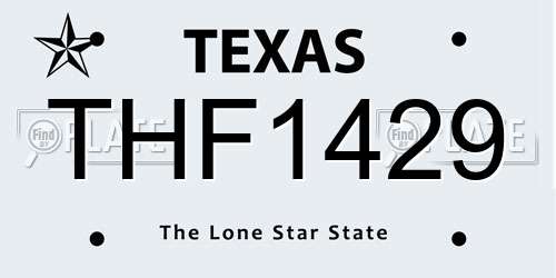 THF1429 Texas License Plate