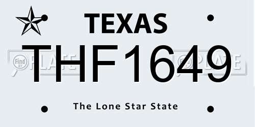 THF1649 Texas License Plate