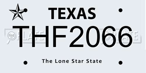 THF2066 Texas License Plate