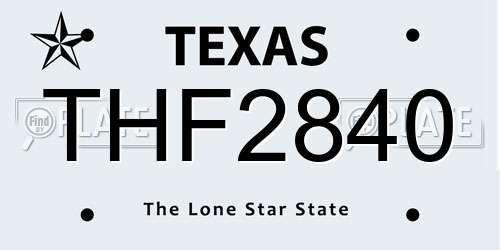 THF2840 Texas License Plate