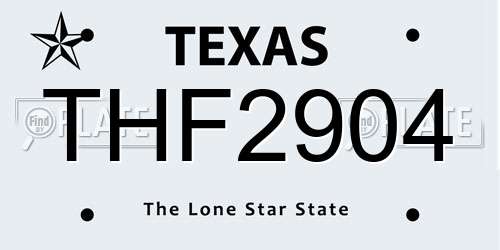 THF2904 Texas License Plate