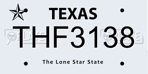 THF3138 Texas License Plate