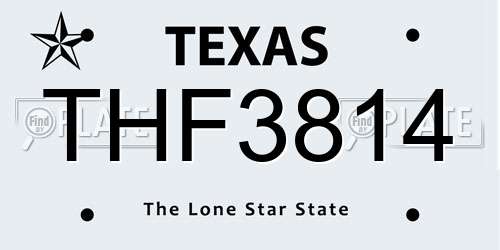 THF3814 Texas License Plate