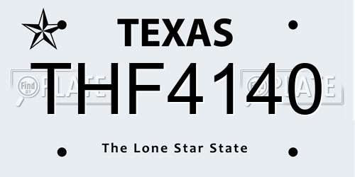 THF4140 Texas License Plate