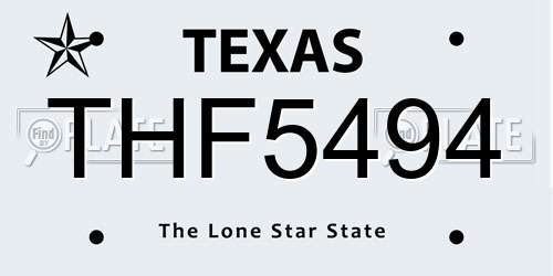 THF5494 Texas License Plate