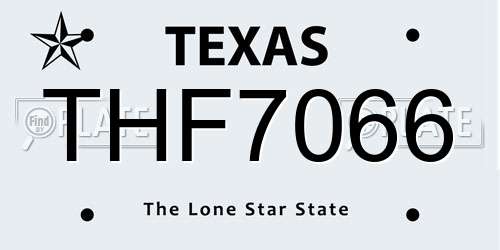 THF7066 Texas License Plate