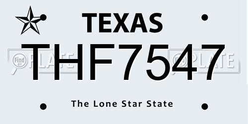 THF7547 Texas License Plate