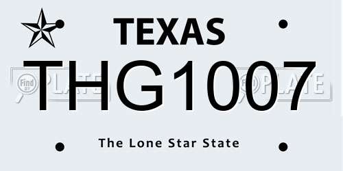 THG1007 Texas License Plate