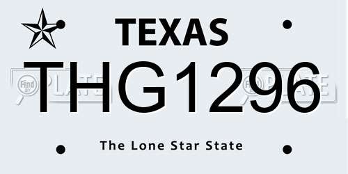 THG1296 Texas License Plate