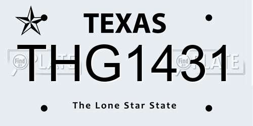 THG1431 Texas License Plate